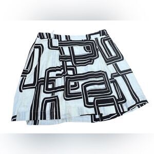 TALBOT RUNHOF X MADELEINE linen blend black white geometric skirt 16